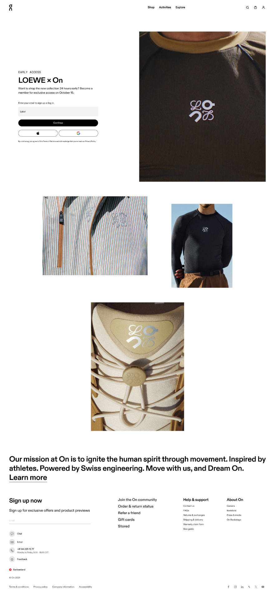 LOEWE × On FW25, Early Access onsite storytelling and member sign-up