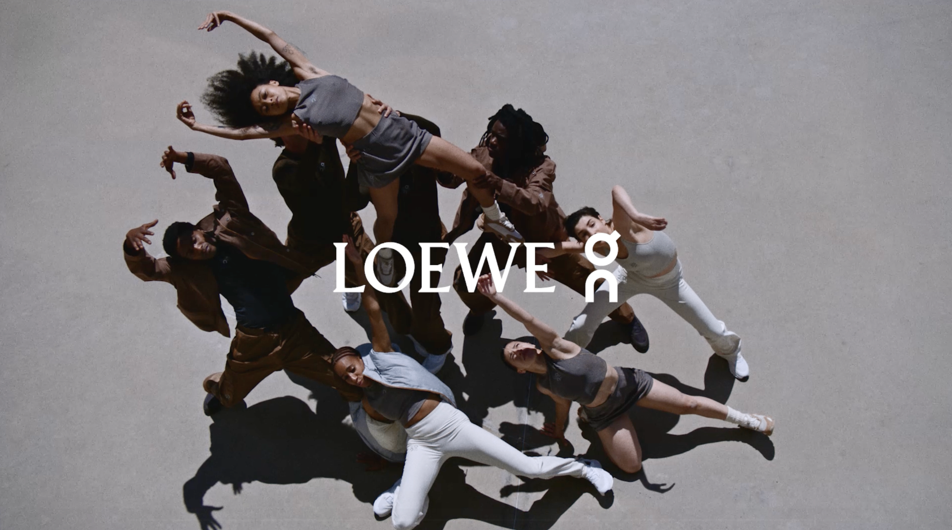 LOEWE × On FW25, dancers in motion with co-branded LOEWE x On logo