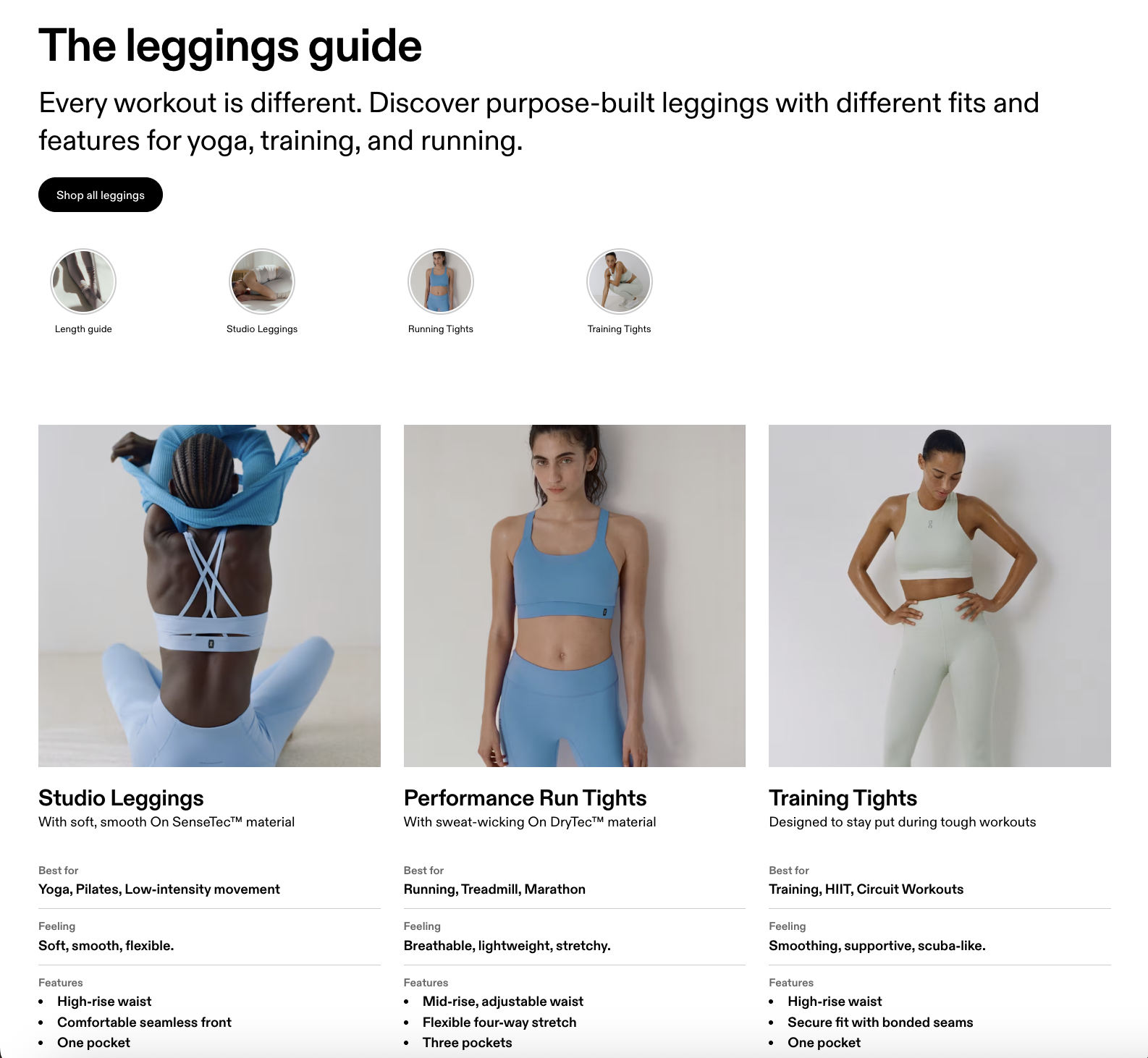On SS26 Apparel Leggings and Tights Collection, The Leggings Guide with purpose-built fits for yoga, running, and training
