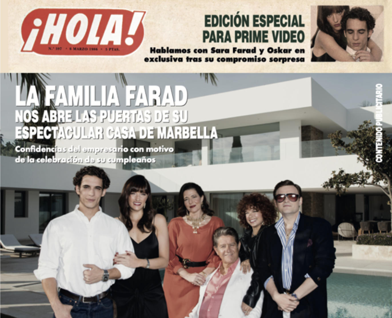 ¡HOLA! special edition cover for Prime Video featuring the Farad family at their Marbella home